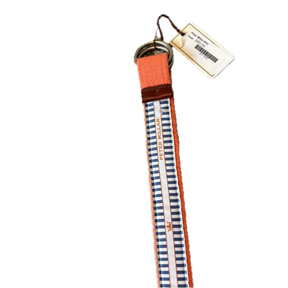 Peter Millar Philadelphia Cricket Club 1854 D-Ring Belt Coral Orange Mens S